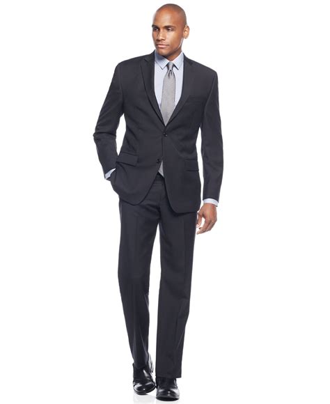 michael kors black stripe modern fit suit|Michael Kors blend trousers.